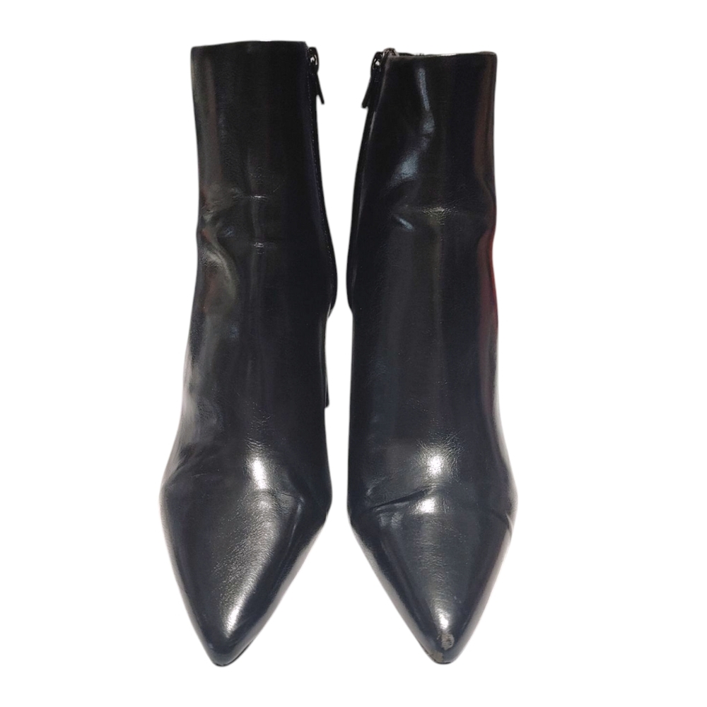 Zara Faux Leather Pointed Toe Geometric Heel Zipper Ankle Booties Womens Size 37 - Picture 5 of 9